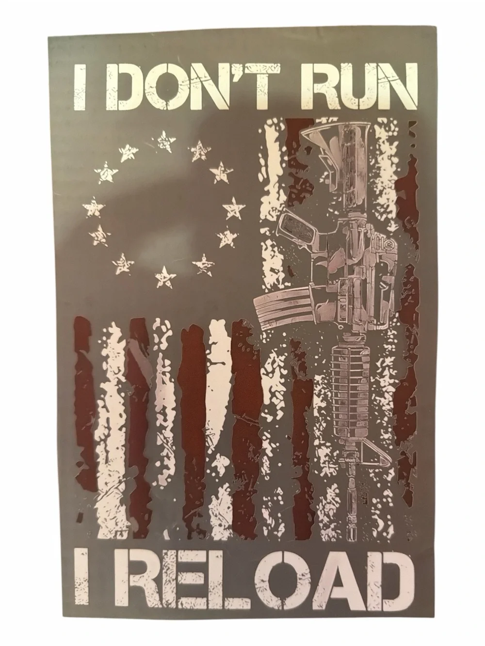 I Don't Run I Reload Patriotic Flag Gun T-Shirt Heat Transfer Decal 6”x9”